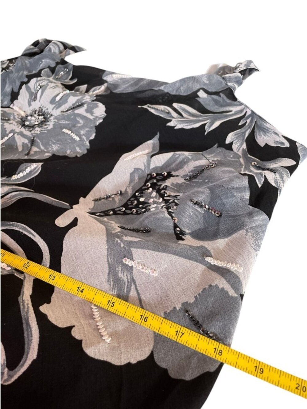 Vintage Midnight Velvet Y2K Fairycore Floral Midi Dress SZ M Black Sequin - Picture 12 of 14